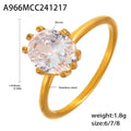 Damenring mit ovalem Zirkon und geschwungenem Edelstahlband Shop Nory