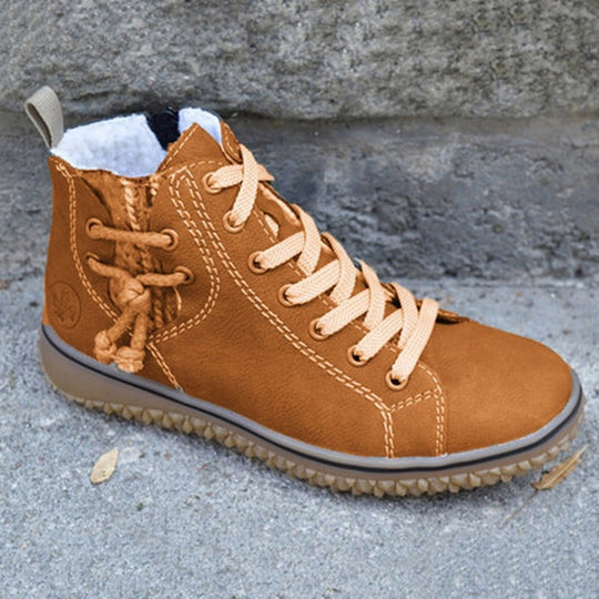 Damen High-Top Sneaker-Boot mit seitlichem Reißverschluss, dekorativem Knöchelriemen und profilierter Gummisohle Shop Nory