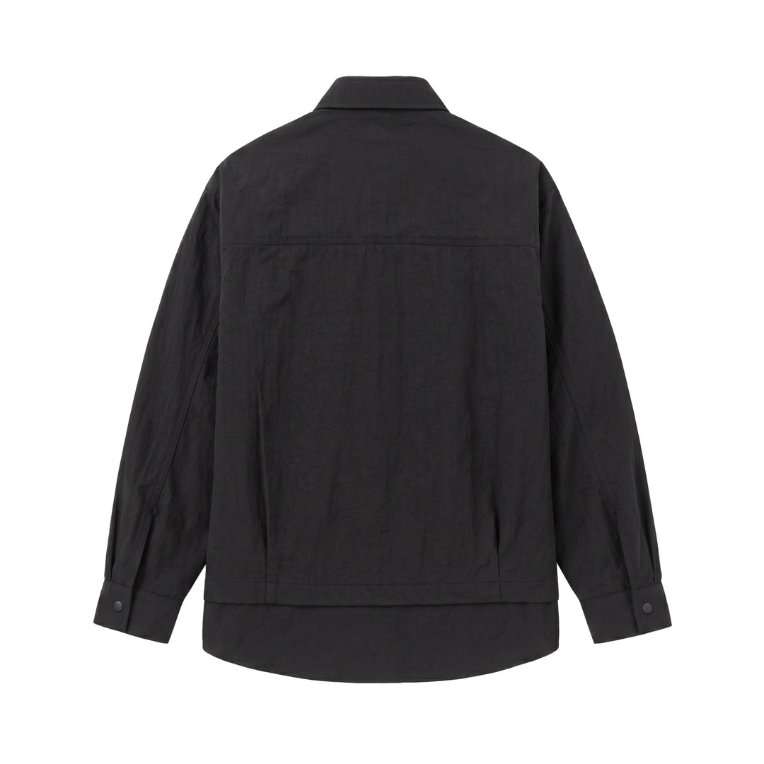 Unisex Oversize Hemdjacke mit Druckknöpfen, Kentkragen und Brust‑Welttasche Shop Nory