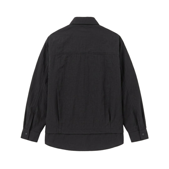 Unisex Oversize Hemdjacke mit Druckknöpfen, Kentkragen und Brust‑Welttasche Shop Nory