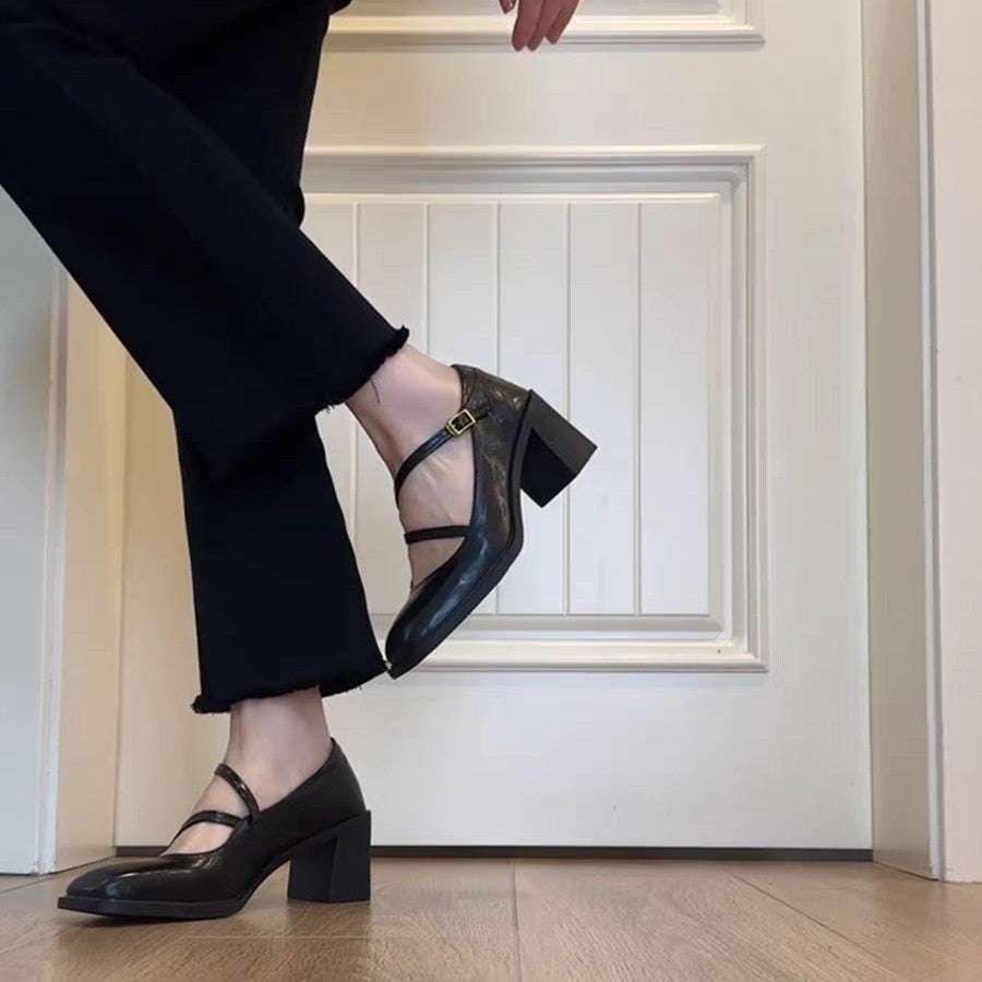 Damen elegante Mary Jane Pumps mit modischem Riemchen-Design