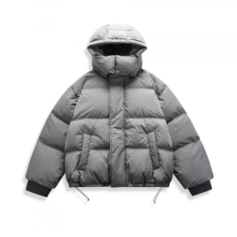 Unisex Kurze Steppjacke mit Kapuze, hohem Stehkragen und verstellbarem Saum Shop Nory