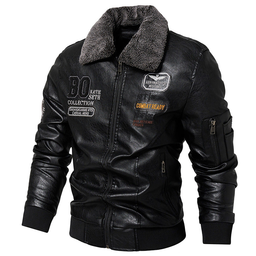 Herren Kunstlederjacke mit gefüttertem Kragen Shop Nory