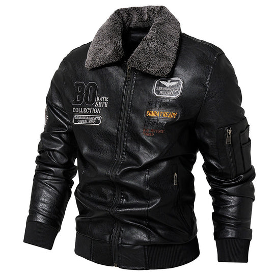 Herren Kunstlederjacke mit gefüttertem Kragen Shop Nory