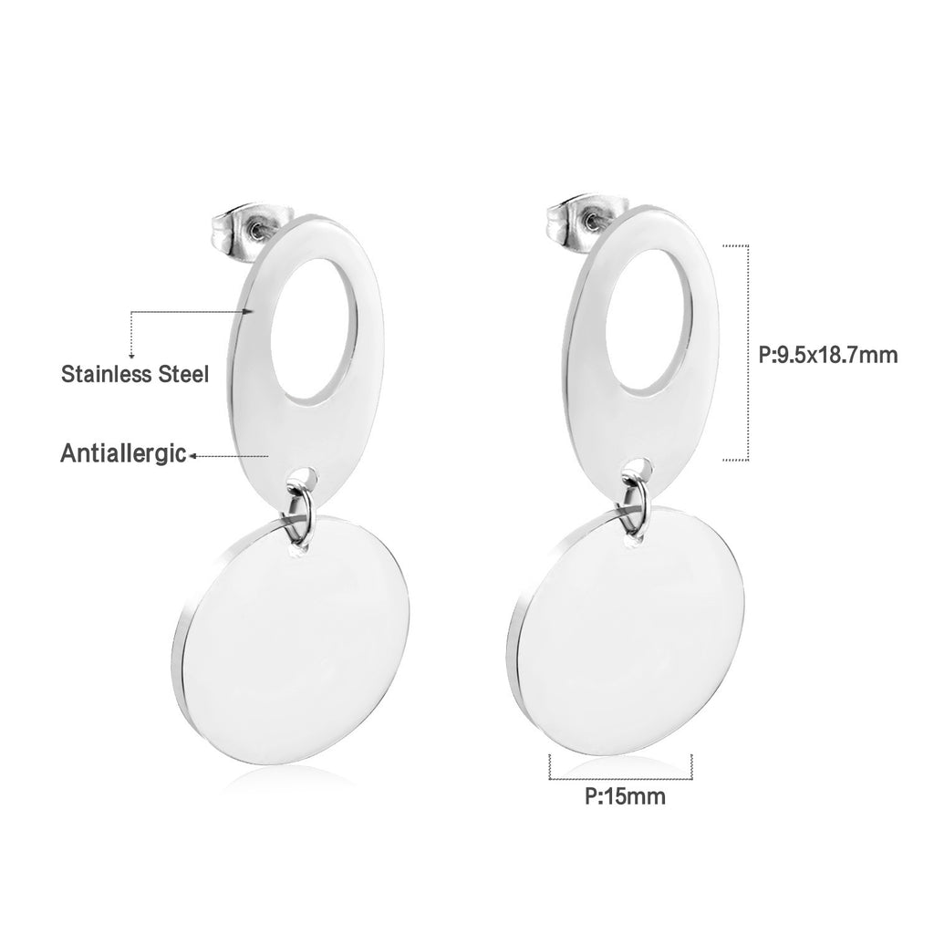 Damen Ohrringe mit elegantem, doppellagigem Rechteckdesign aus Edelstahl und goldplattierter Oberfläche Shop Nory