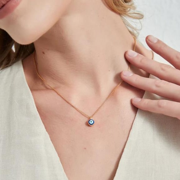 Damen Halskette mit schützendem Evil-Eye-Anhänger aus hochwertigem Material Shop Nory
