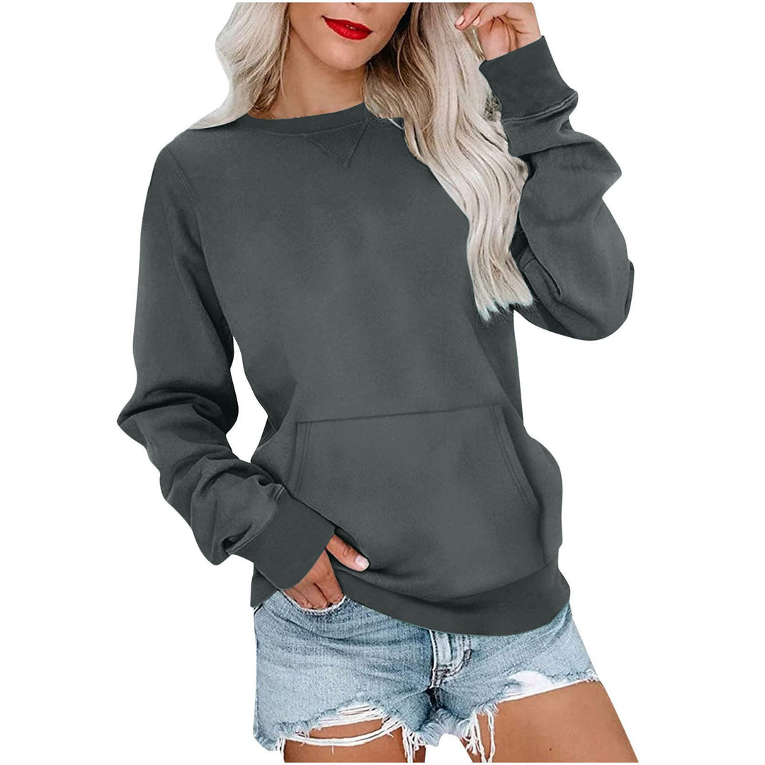 Damen Lockeres Sweatshirt mit Rundhalsausschnitt und Kängurutasche Shop Nory