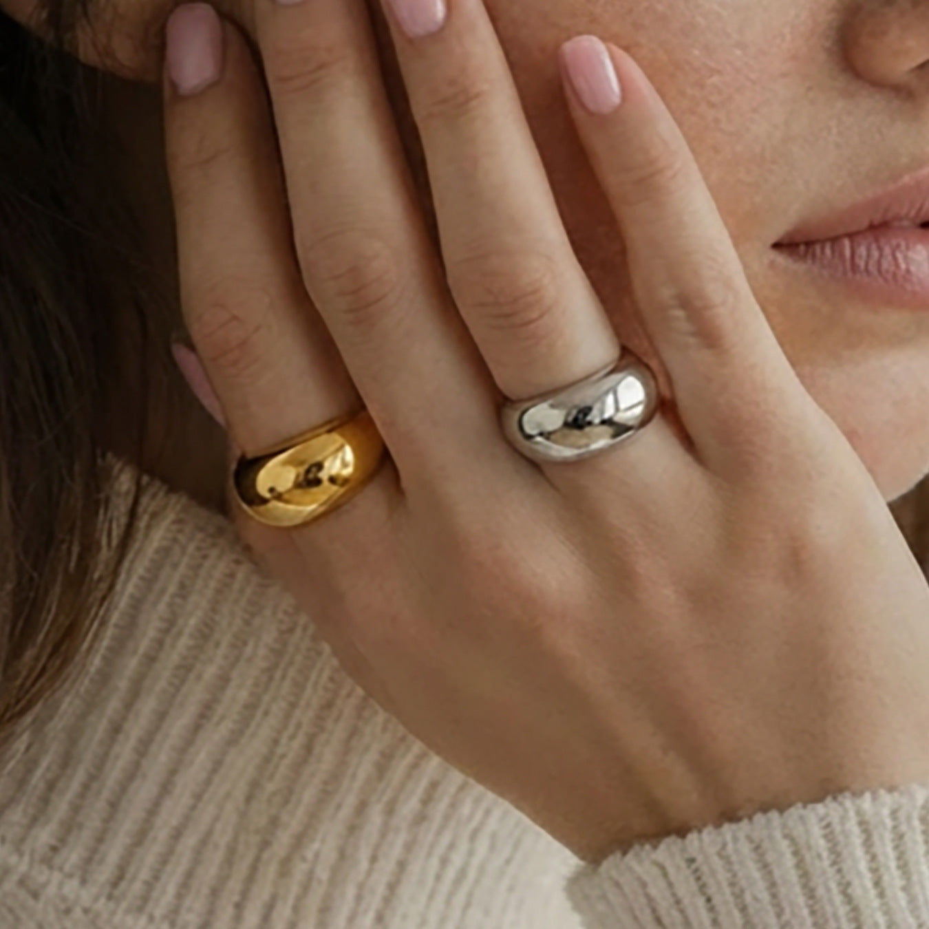 Damen Schlichter Edelstahlring mit modernem Design Shop Nory