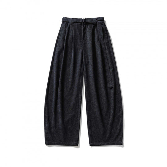 Damen Weite Highwaist-Hose mit Bundfalten, Balloon-Silhouette und Stoffgürtel Shop Nory