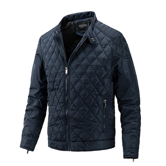 Herren gesteppte Übergangsjacke mit Diamantstepp, Stehkragen und Reißverschluss Shop Nory