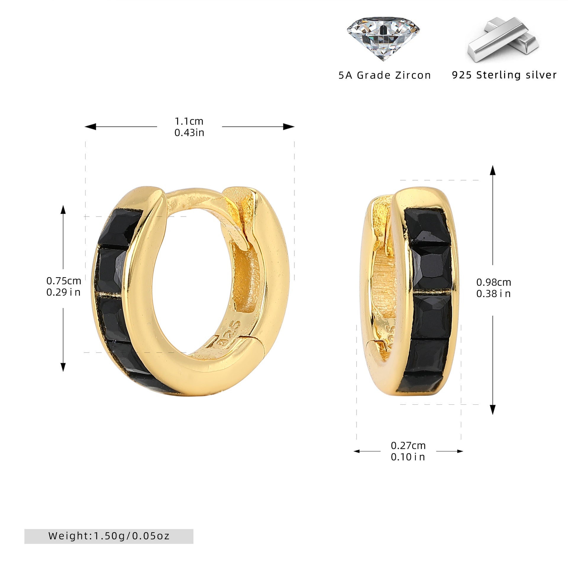Damen Ohrcreolen mit funkelnden Zirkon-Akzenten aus hochwertigem 925 Sterling Silber Shop Nory