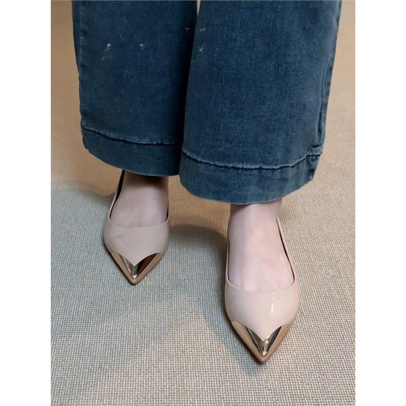 Damen Spitz zulaufende Pumps mit Leo-Veloursoptik und metallischer Kappenspitze Shop Nory