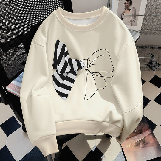 Damen Lässiger Sweatshirt mit Schleifen-Design Shop Nory