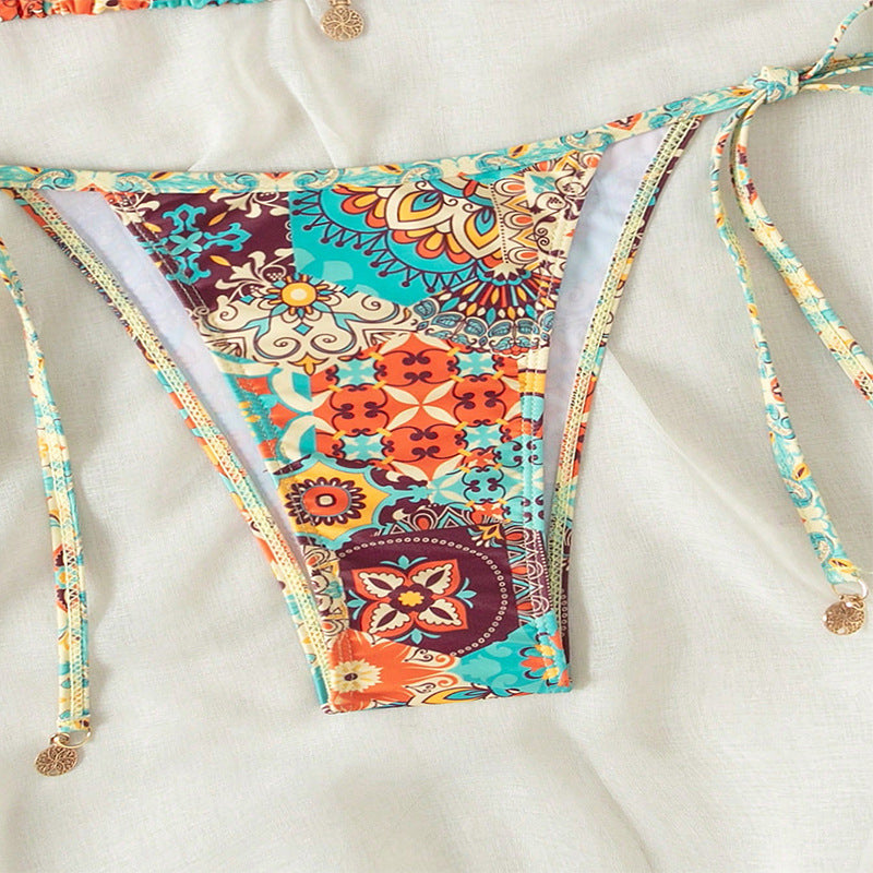 Damen Triangel-Bikini mit verspieltem Design und verstellbaren Bändern Shopnory