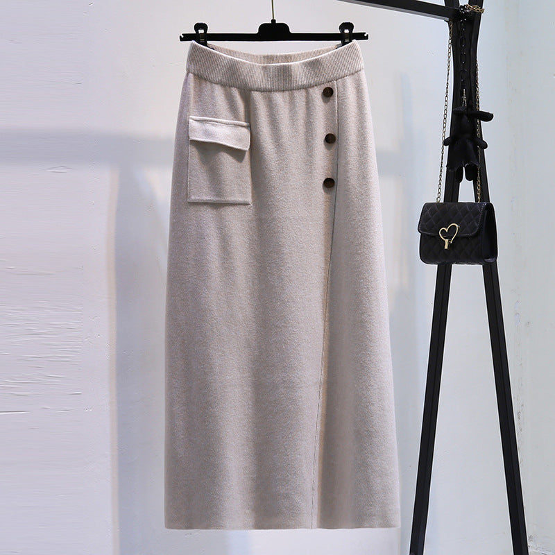 Damen Eleganter Strickrock mit praktischer Seitentasche Shop Nory