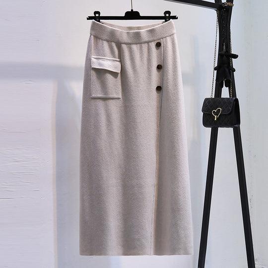 Damen Eleganter Strickrock mit praktischer Seitentasche Shop Nory
