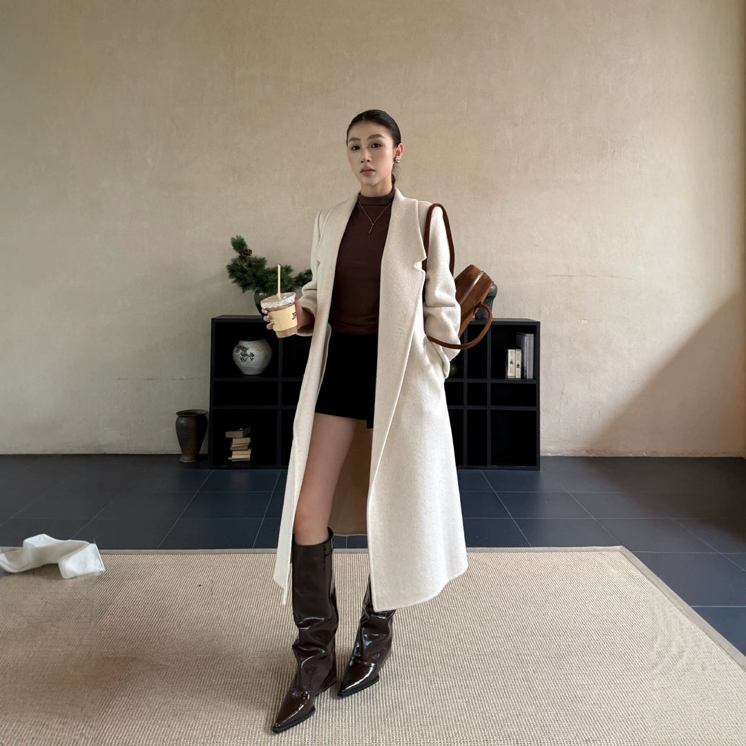 Damen Oversize Wollmantel mit strukturierter Schulterpartie und elegantem Revers Shop Nory