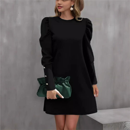 Damen nan Etuikleid mit gerafften Puffärmeln und Perlenmanschetten Shop Nory
