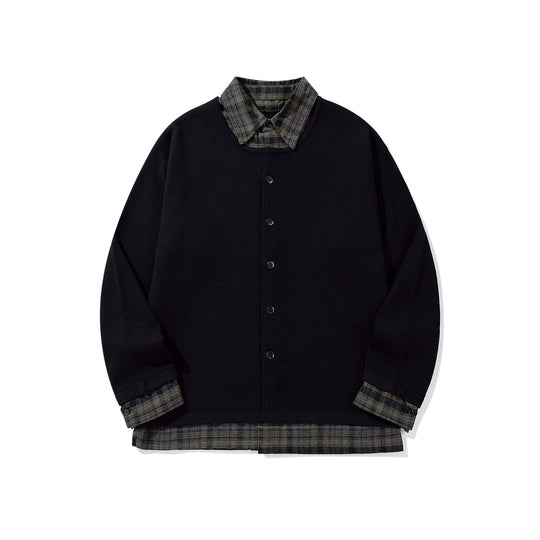 Herren Karierter Flanellhemd-Layer mit offenem Strickcardigan Shop Nory