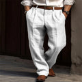 Herren elegante Leinenhose mit Bundfalten