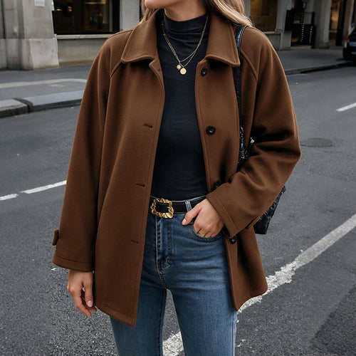 Damen Kurzmantel aus Wollmix mit Hemdkragen und geradem Schnitt Shop Nory
