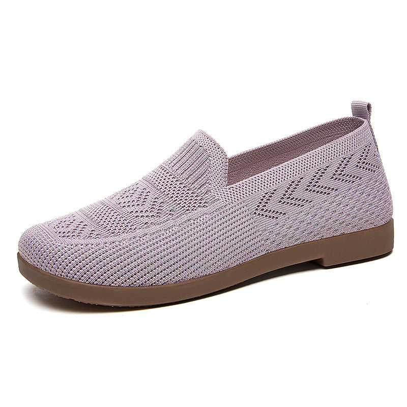 Damen Komfortable Strick-Slipper mit elastischem Einstieg und rutschfester Sohle