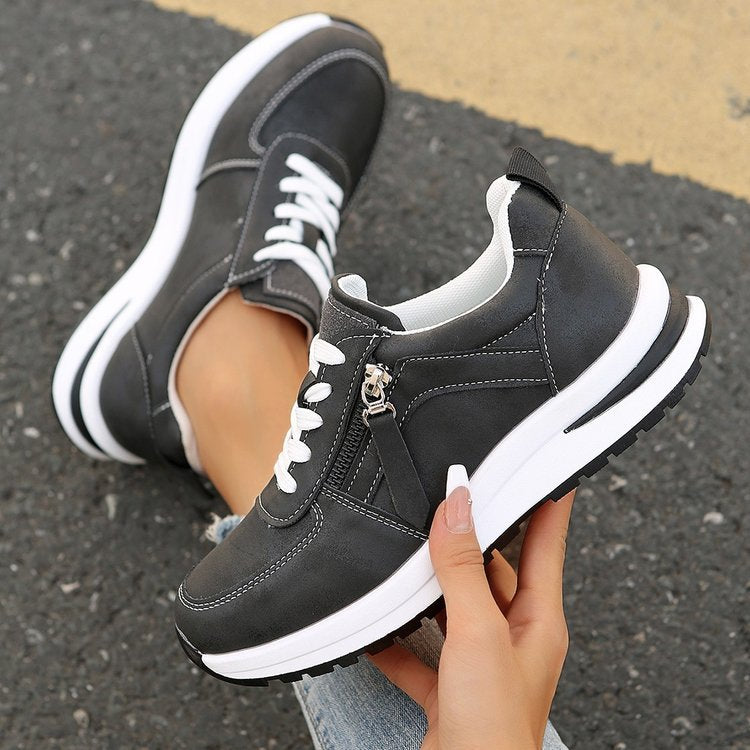 Damen modischer Keil-Sneaker mit seitlichem Reißverschluss gepolstertem Memory-Fußbett und profilierter Laufsohle Shop Nory