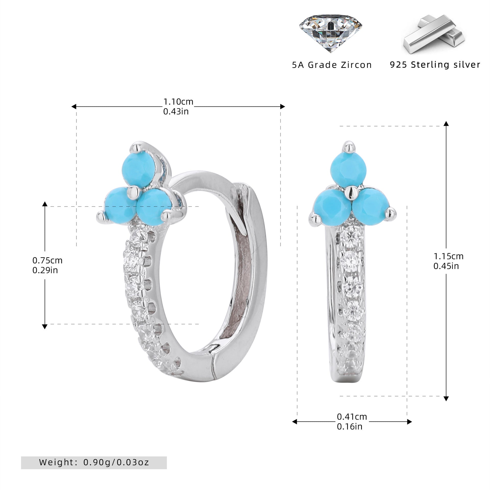 Damen Ohrhänger mit glitzerndem Zirkonmotiv und hochwertigem 925 Sterling Silber Shop Nory