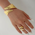 Damen Armreif- und Ringset mit elegantem Blattdesign Shop Nory