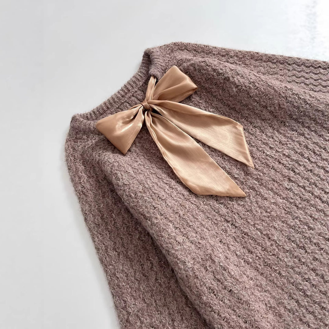 Damen Oversize Mohair-Optik Strickpullover mit Rückenschleife Shop Nory