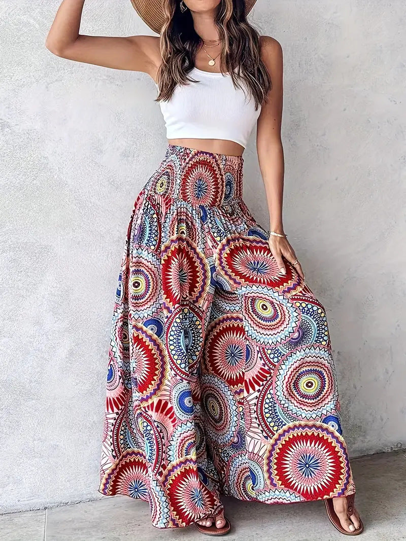 Damen Maxirock mit hohem Smokbund und floraler Paisley‑Optik Shop Nory