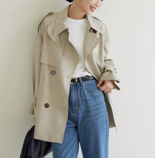 Damen Modische Trenchjacke mit doppeltem Knopfverschluss Shop Nory