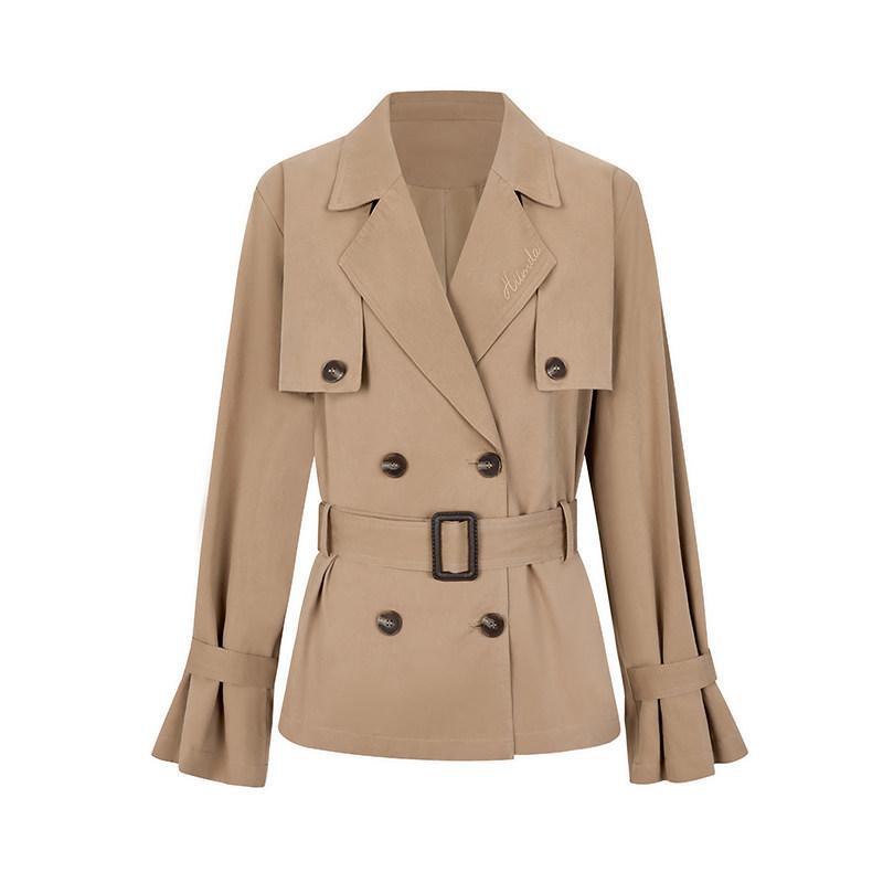 Damen Kurztrenchjacke mit taillierendem Gürtel und doppellagiger Schulterpasse Shop Nory