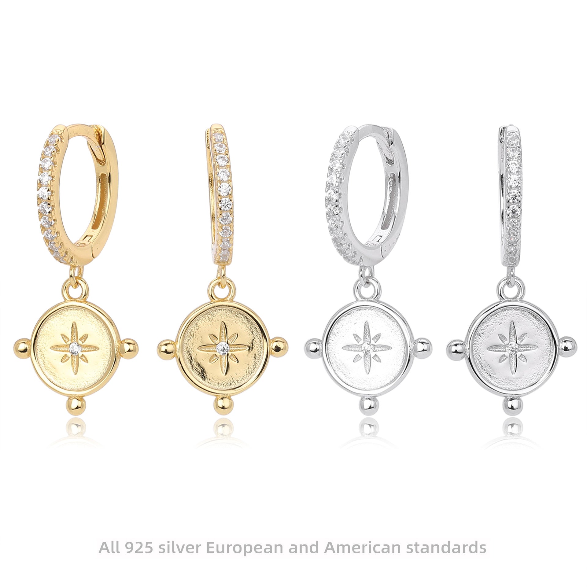 Damen Ohrhänger mit luxuriösem Zirkon-Anhänger aus 925 Sterling Silber Shop Nory