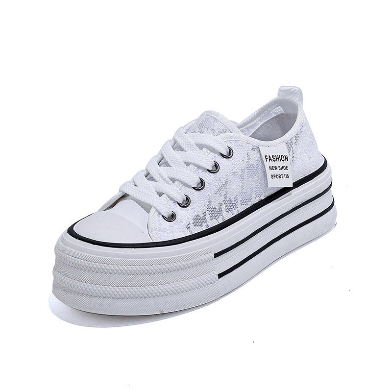 Damen Sneakers mit hohem Plateau und atmungsaktiver Oberseite