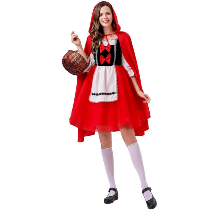 Damen nan klassisches Märchenkostüm mit Kapuze, Tüllrock und Schürze Shop Nory