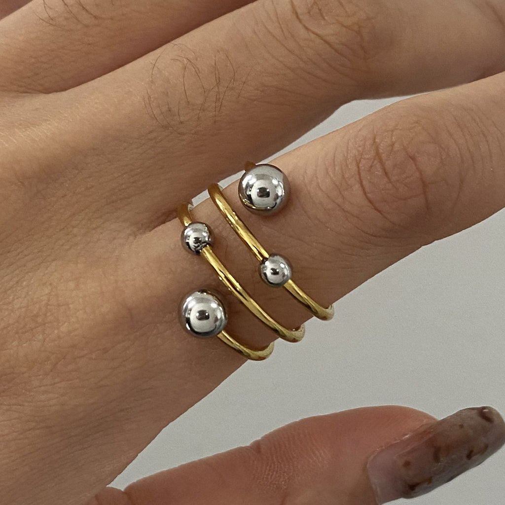 Damen Offener Ring mit elegantem, dreifachem Design aus hypoallergenem Edelstahl Shop Nory