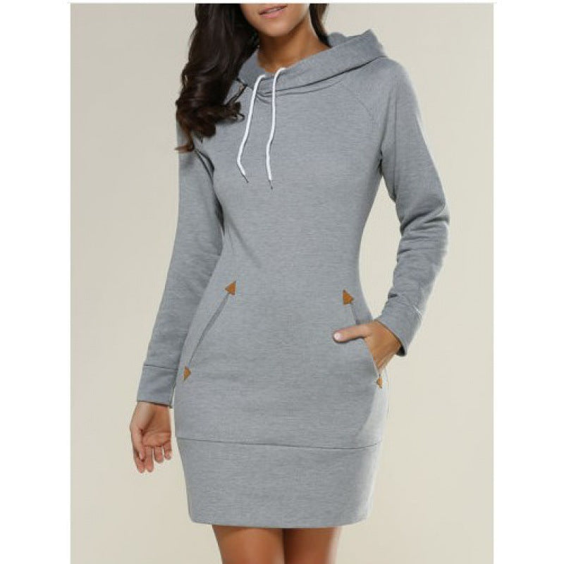 Damen Kapuzenkleid aus Sweat mit Kängurutaschen und taillierter Passform Shop Nory