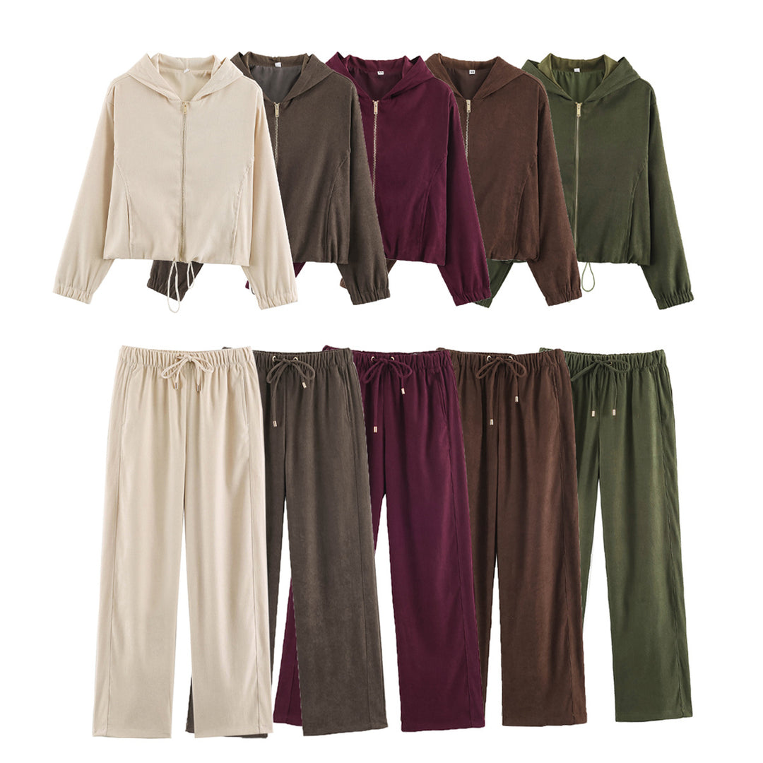 Damen weite Loungehose aus Veloursoptik mit Kordelzug und Eingrifftaschen Shop Nory