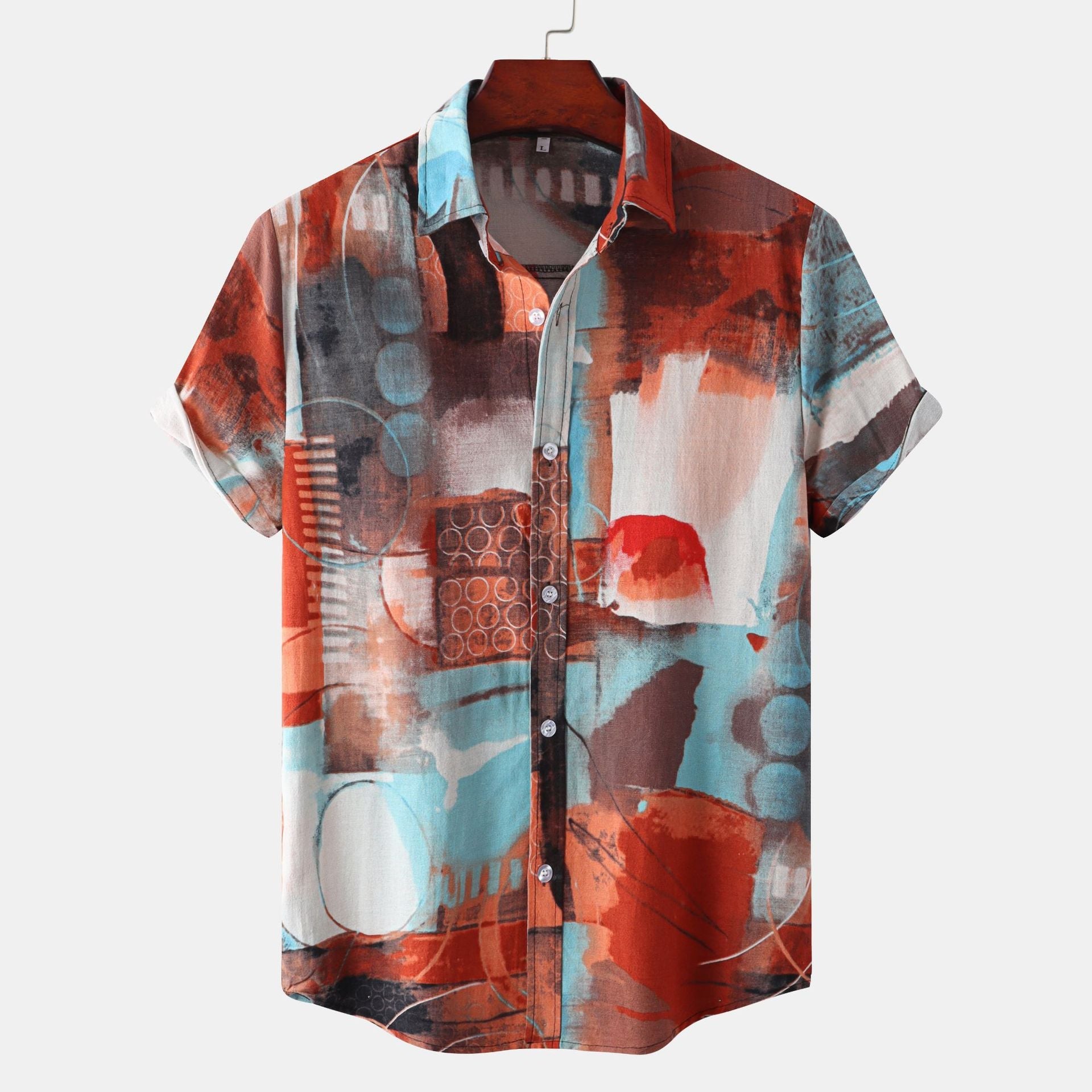 Herren Kurzarmhemd mit kreativem Abstract-Design Shopnory