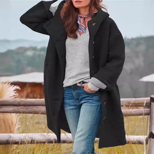 Damen Oversize Teddy-Mantel mit Knopfleiste und großem Revers Shop Nory