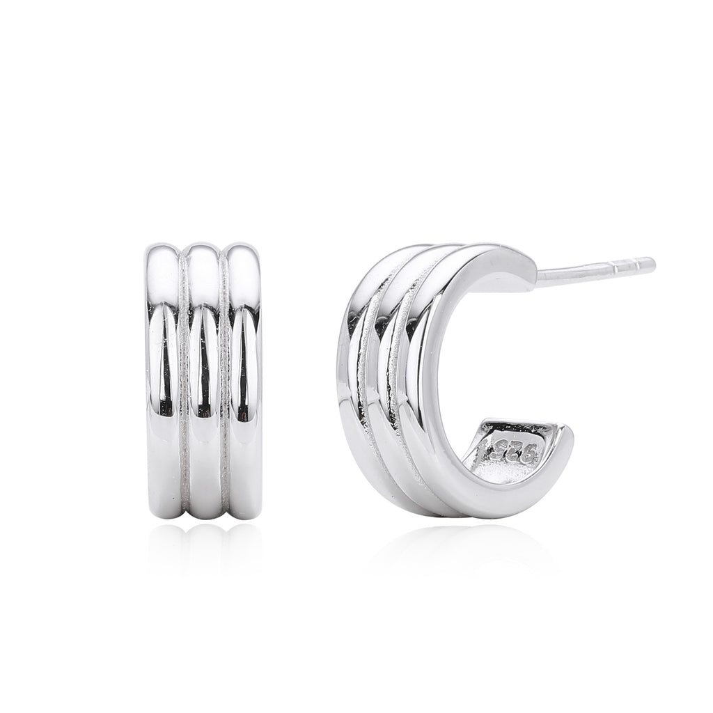 Damen Creolenohrringe mit elegantem, mehrreihigem Design aus hochwertigem 925 Sterling Silber Shop Nory