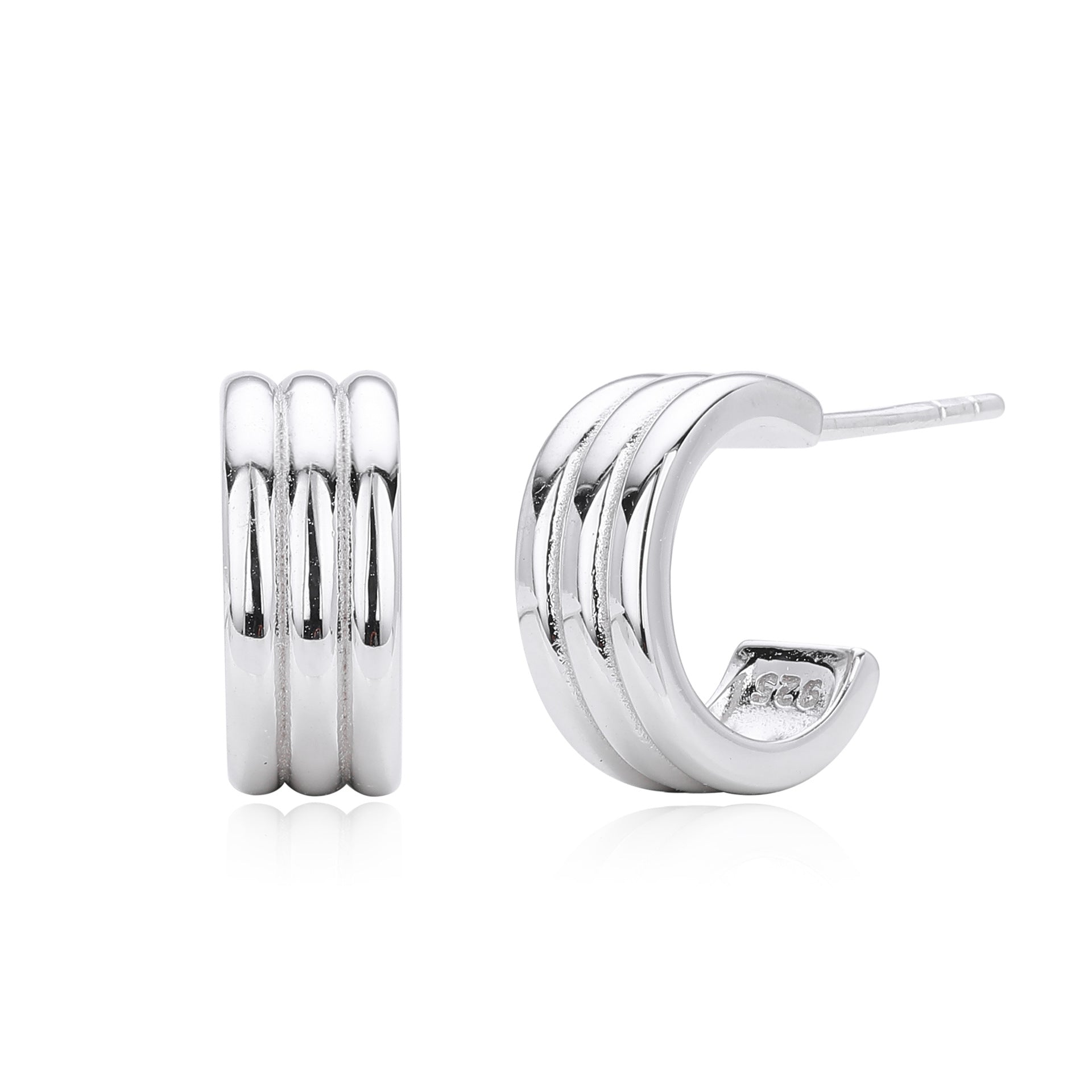 Damen Creolenohrringe mit elegantem, mehrreihigem Design aus hochwertigem 925 Sterling Silber Shop Nory