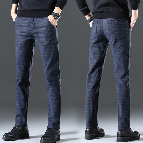 Herren moderne Chinohose mit elastischem Bund und seitlichen Taschen