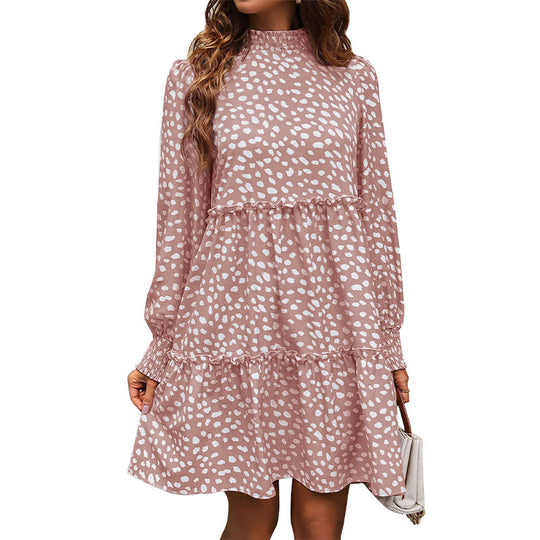 Damen Stufiges Babydoll-Midikleid mit Smokkragen, Volantstufen und gerafften Manschetten Shop Nory