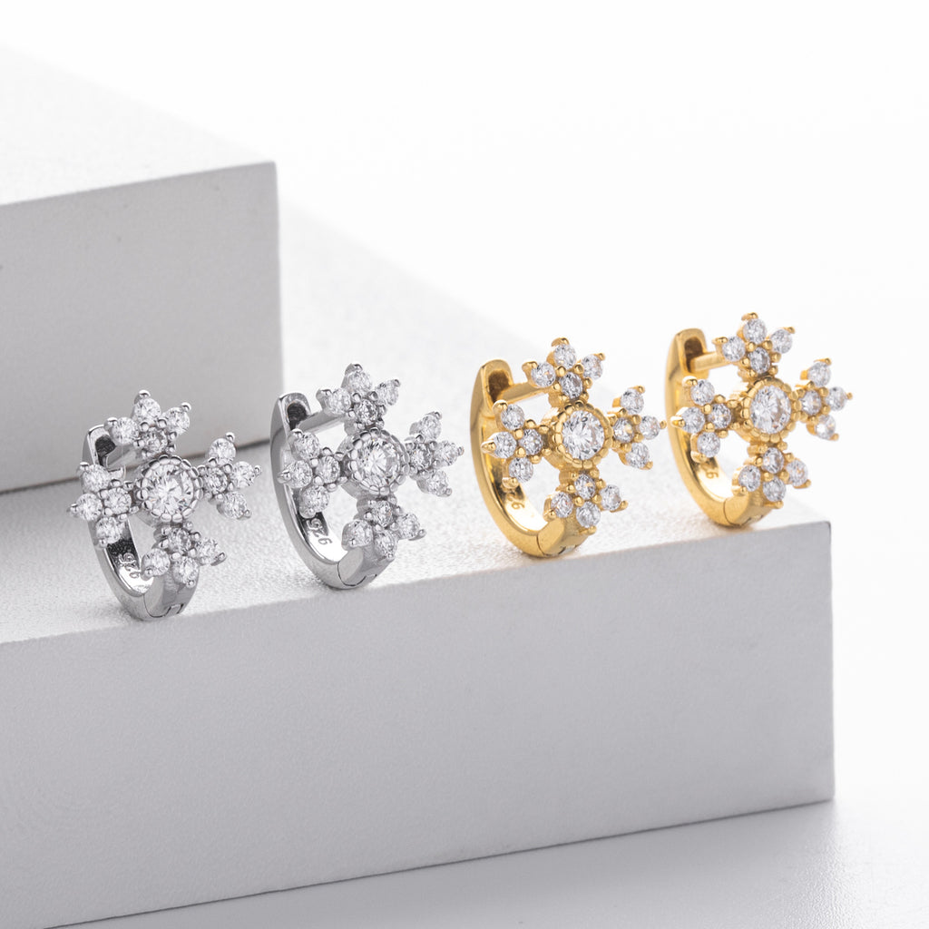 Damen Ohrhänger mit funkelndem Zirkon und goldfarbener 925 Sterlingsilber-Fassung Shop Nory