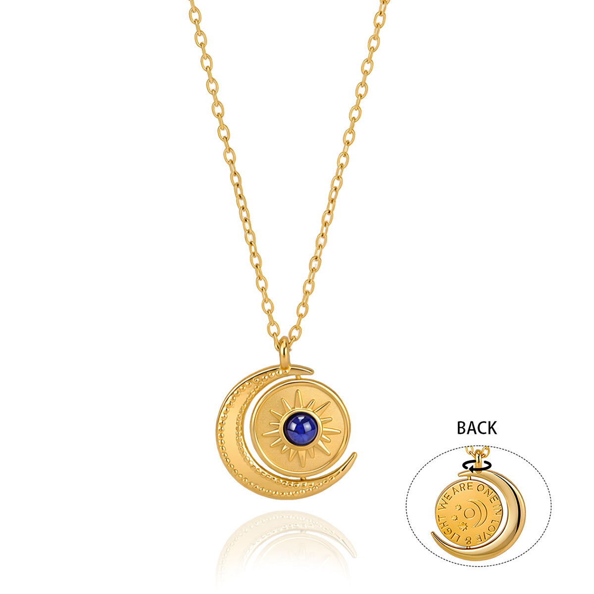 Damen Halskette mit Mond- und Sonnenanhänger aus Edelstahl Shop Nory
