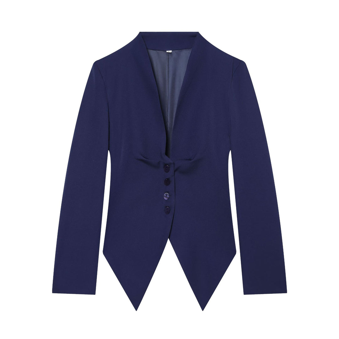 Damen taillierter Blazer mit spitzem Schößchen und tiefem V-Ausschnitt Shop Nory