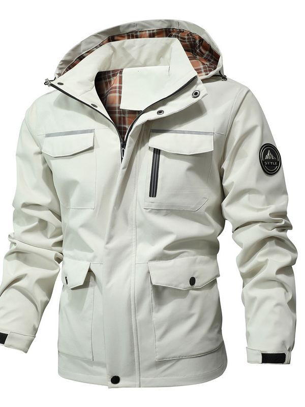 Herren Wasserabweisender Softshell-Parka mit Kapuze, reflektierenden Einsätzen und Multifunktionstaschen Shop Nory