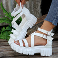 Damen Plateausandalen mit verstellbaren Riemen und robustem Profil